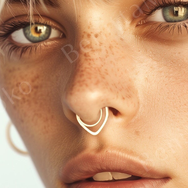 Septum Cuff Earring in Rose Gold, Fake Septum Ring no Piercing Needed, Faux Body Jewelry