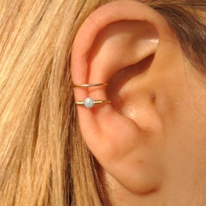 Minimalist Ear Cuff Earring No Piercing Needed Conch Earring Opal Jewelry