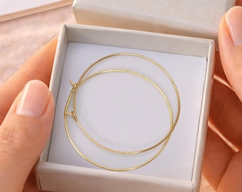 14K Gold Filled Large Hoop Earrings, Birthday Gift