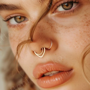 Fake Septum Ring no Piercing Septum Earring, Double Hoop Fake Septum