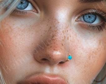 Opal Nose Ring No Piercing Needed, Nose Cuff, Clip on Earring, Fake Nose Piercing