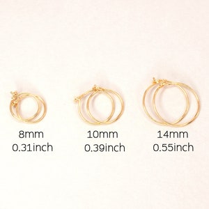 Thin Gold Hoops, Yellow Gold Plated, Simple Hoop Earrings, Tiny Gold Hoops, Second Hole Earrings, Hoop Earring Set, Sleepers 8, 10, 14mm
