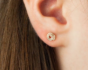 Spiral Stud Earrings, Dainty Studs, Gold Studs, Minimalist Earrings