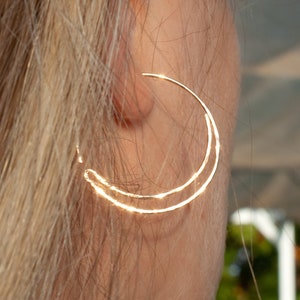 Crescent Moon Earrings Hoops,  Sun and Moon Hoop Earrings, Celestial Jewelry