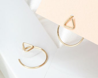 Statement Ohrringe, Dreieck Ohrjacken, minimalistische Ohrstecker, Ohrringe vorne und hinten, geometrische Ohrstecker