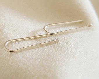 Tiny Line Earrings Bar, Staple Studs, Minimalist Tiny Arc Earrings