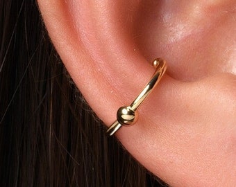 CONCH CUFF RING , Gold Bead Ear Cuff, Mid Ear Earring Beaded, No Piercing Needed, Conch Hoop Imitation