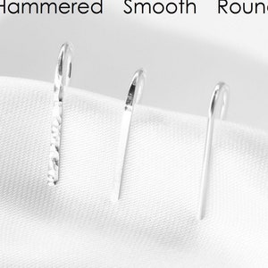 Minimalist Threader Earrings Arc Hoops, Open Hoop Earrings, Hammered Bar Earrings Sterling Silver 925