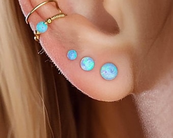 Turquoise oorbellen, stapeloorbellen, verjaardagscadeau