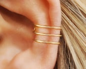 Three Line Ear Cuff, Gold Filled , No Piercing, Fake Conch Earring, Ear Cuff, Cartilage Cuff, Fake Piercing, Minimalist Ear Cuff, earcuff