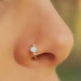 FAKE NOSE RING, Faux Nose Hoop, Fake Piercing, No Piercing Needed, Opal Gem-Stone 