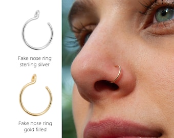 Clip On Nose Ring: Sterling Silver Fake Piercing