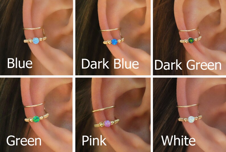 Ear Cuff no Piercing, Fake Conch Earring with Opal Bead, Ear Wrap, Christmas Gift image 3
