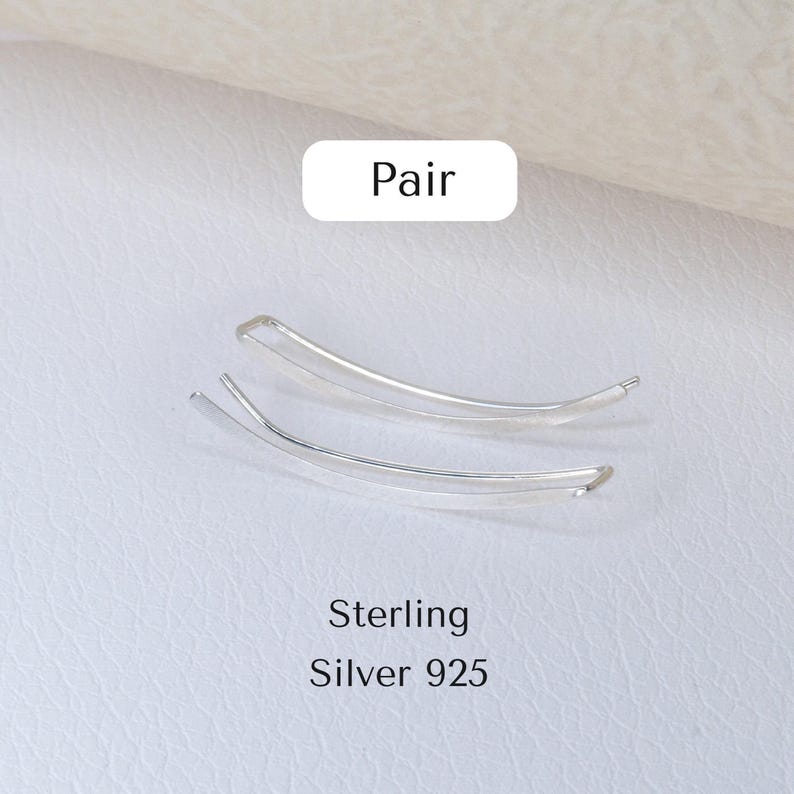 Ear Crawler, Ear Climber Earrings, Minimalist Earrings Silver Gold Filled, Dainty Gold Climber Flat Hammered image 11