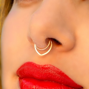 Septum Jewelry, Gold Fake Septum Ring no Piercing Septum Earring, Fit All Faux Septum Ring