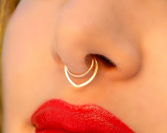 Septum Jewelry, Gold Fake Septum Ring no Piercing Septum Earring, Fit All Faux Septum Ring