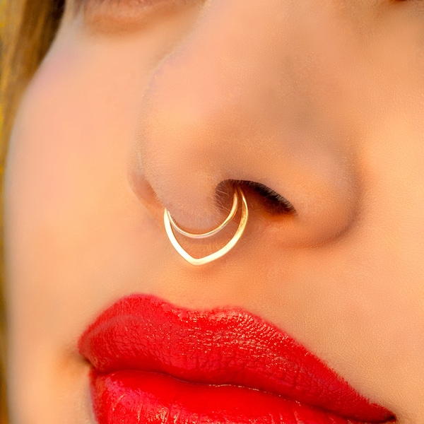 Bijoux de septum, faux anneau de septum en or sans boucle d'oreille de septum piercing, s'adapte à tous les faux septum