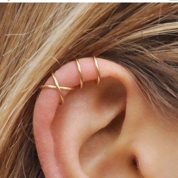 Minimalist Ear Cuff no Piercing Gold Silver, Modern Cuff Earrings, Fa…