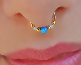 No Piercing Needed SEPTUM RING , Fake Piercing , Clip on Jewelry, False Hoop Beads