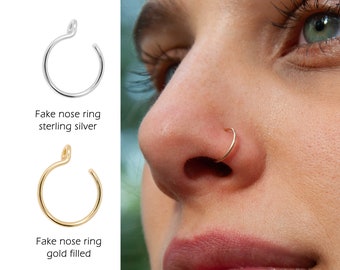 False Nose Hoop, Fake Piercing, Clip on Nose Ring, No Pierce Nose Ring