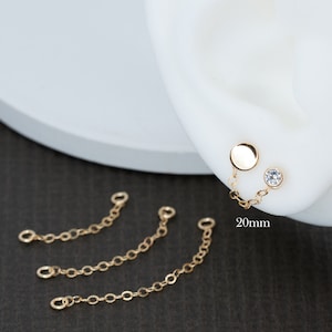 14K Solid Gold Filled Chain Earring Attachment Chain Connector Piercing Dangle Chain Charm Accessory Fringe Earrings image 2