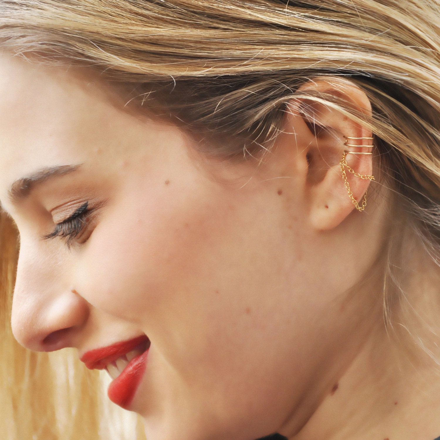 Earrings Cuffs With Chain No Piercing Ear Cuff Chain Ear Etsy