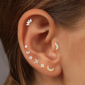 Pendientes de botón con circonitas cúbicas de base plana, conjuntos de pendientes dorados