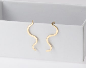 Pendientes trepadores de orejas - Pendientes escaladores de serpiente - Diseño de serpiente ondulada