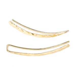 Modern Minimalist Ear Climber, Smooth Ear Sweeps, Double Ear Cuff, Earring Climbers 30mm, Ear Cuff, Gold Crawlers image 7