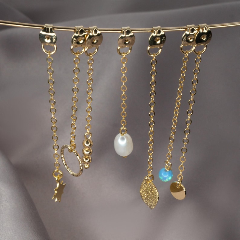 Earring Chain Attachment, Stud Earring Add Ons with Charms, Earring Backs image 7
