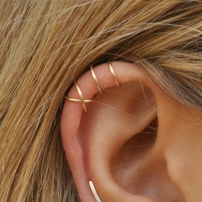 Set of 2 Ear Cuffs or Single Ear CuffNo PiercingDoubleCriss image 1