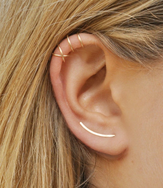 Conjunto pendientes minimalistas orejera sin piercing - España