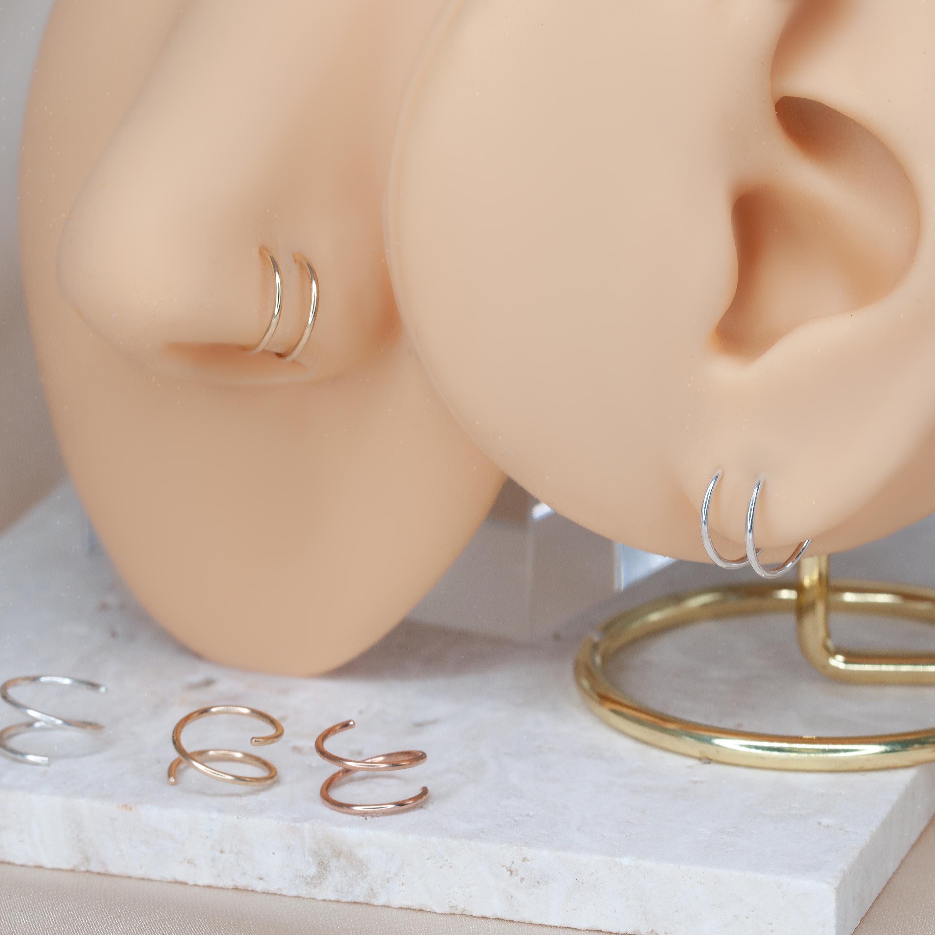 Double Hoop Nose Ring Spiral Earring, Nose Piercing Second Hole