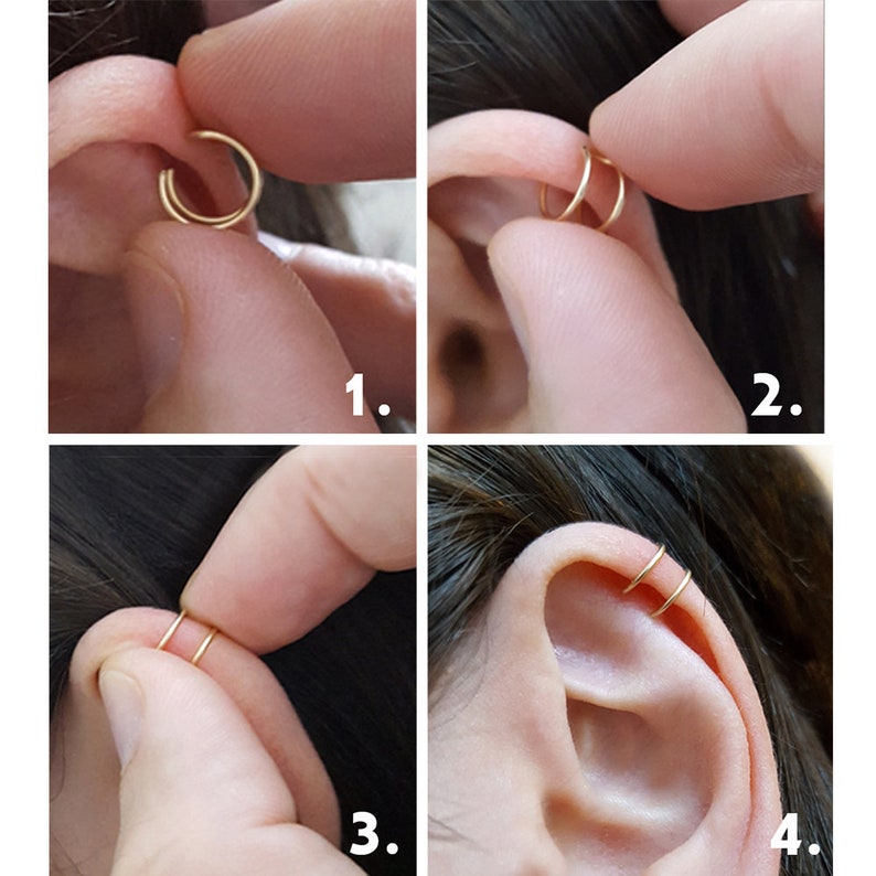 Conjunto de pendientes minimalistas, manguito de oreja sin perforación, oruga de oreja de oro o plata imagen 6