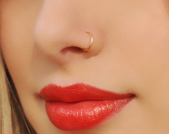 FAKE NOSE RING, Tiny Gold Filled Nose Cuff No Piercing Needed, Fake Nose Piercing, Fake Ring Nose, Clip on Earring