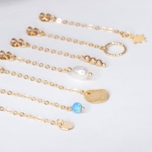 Boucles d'oreilles clous d'oreilles avec bouchon, supports pendants pour clous d'oreilles, clous d'oreilles avec chaîne, breloque pour boucle d'oreille en chaîne dorée