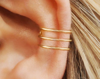 Boucle d'oreille trois lignes sans piercing, fausse boucle d'oreille conque, brassard cartilage, faux piercing, bijou d'oreille minimaliste, bijou d'oreille
