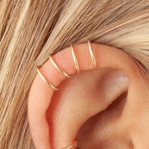 No Piercing Helix Double Hoop Imitation, Clip on Cuff, Gift Under 15, Upper Ear Hugger