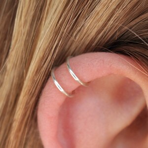 Double Hoop Fake Piercing Helix, No Piercing Needed Cuff, Gift Under 15, Ear Hugger, Clip on