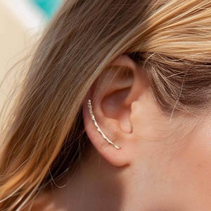 Gold Filled Ear Climber Earrings: Sterling Silver, Hammered or Smooth