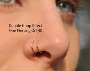 Spiral Nose Hoop Piercing, Tragus Hoop, Cartilage Ring, Daith Piercing, Lobe Earring, Second Piercing Imitation Earring