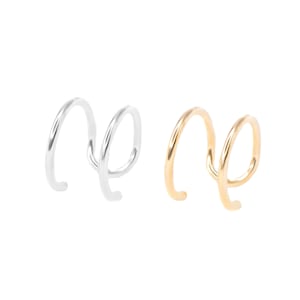Set of 2 Ear Cuffs / Double Wire Ear Cuff / Dainty Jewelry / Sterling Silver and 14k Gold Filled / Modern / Minimal / Cartilage Earring