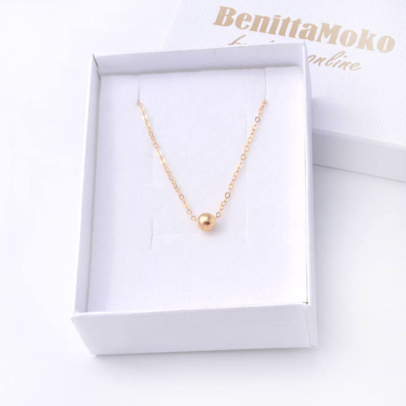 Bridesmaid Gift Minimalist Necklace Gold Filled Gold Ball Necklace 14K Gold Bead Necklace Gold Layering Necklace Everyday Jewelry