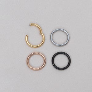 Aro de cartílago fino de titanio de grado implante con oro de 24 quilates, anillo segmentado con bisagra