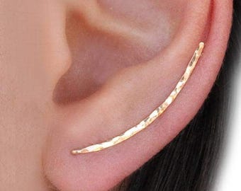 Ear Climber Earrings - Long Ear Climber - Silver Ear Climber - Ear Crawler - Bar Earrings- Silver Bar Earrings- Ear Crawlers- Ear Pins- 30mm