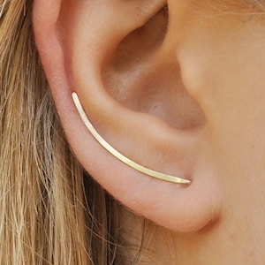 Gold Bar Earrings, Stick Earrings Climbers, Long Ear Studs