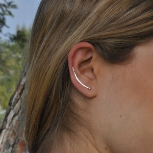 Boucles d'oreilles grimpeur dorées ou argentées, oreilles rampantes dorées, barre d'oreille incurvée, épingle d'oreille dorée image 4