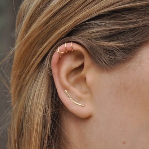 3 Earrings Set, Ear Climber Cuff Earrings for Upper Ear Cartilage Line Hammered