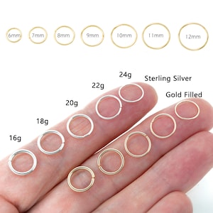 18G Rook Pricing Earrings Seamless Endless Hoops, Thick Ear Rings, Gold Fille Silver Hypoallergenic