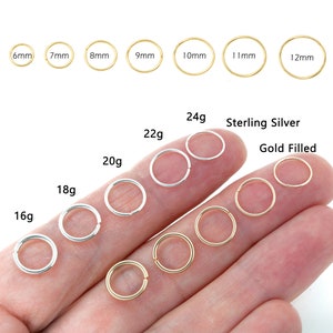 Cartilage Earring Hoop Piercing Helix Ring Septum Nose Tragus Daith Rook Conch 22g 20g 18g Seamless Hoop Earrings Gold Silver Rose Gold